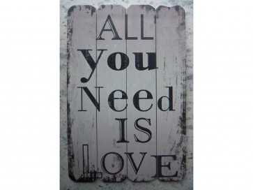 WOODEN HANGING SIGN POST PLAQUE 'ALL YOU NEED IS LOVE' GARDEN DOOR HOME LS10