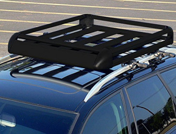  Medium Black Aluminium Roof Rack Basket Tray Luggage Cargo Carrier with Bars 4x4 van fits discovery landrover Ford Transit Toyota Volvo Estate Jeep Van Caravan Discovery Traffic Renault  Isuzu Kia Honda Pajero Shogun Jimny Suzuki Freelander VW Fiat  Medi