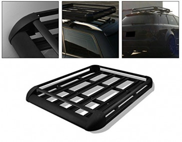 Large Black Aluminium Roof Rack Basket Tray Luggage Cargo Carrier with Bars 4x4 van fits disovery landrover Ford Transit Toyota Volvo Estate Jeep Van Caravan Discovery Traffic Renault  Isuzu Kia Honda Pajero Shogun Jimny Suzuki Freelander VW Fiat Large 55