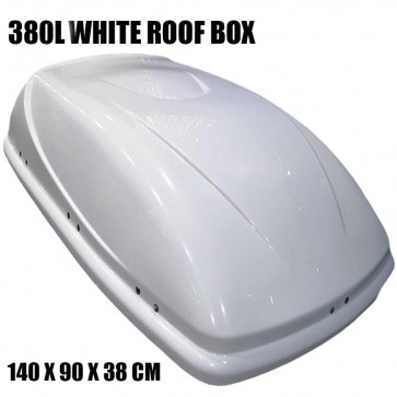 4X4 380L CAPACITY WHITE GLOSS ROOF TOP BOX LARGE CARGO TRAVEL STORAGE UNIVERSAL