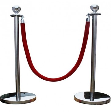 silver QUEUE BARRIER POSTS WITH 1.5M TWISTED RED BLUE ROPE 