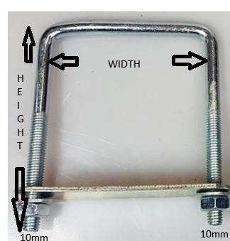 U BOLT 60X120X10MM U BOLTS U-BOLT BRACKETS NUTS PLATE PIPES  SQUARE TV PIPE PLUMBERS TV BOAT ROOF RACKS LADDER WITH NUTS AND PLATES ALL SIZES UBS-60C