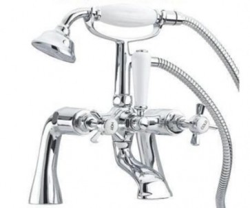 VICTORIAN TRADITIONAL BATH SHOWER MIXER TAP WITH SHOWER HANDLE CHROME (T1-BATH)