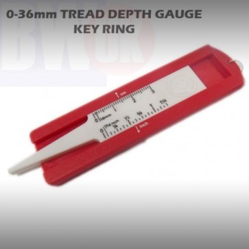 METRIC TYRE TREAD DEPTH GAUGE KEY CHAIN 0-36 mm DEPTH TYRE GAUGE KEY RING T17
