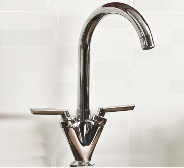 KITCHEN BASIN SINK MIXER TAP HOT COLD BAR HANDLE CHROME SWIVEL MONOBLOC T2-BARS