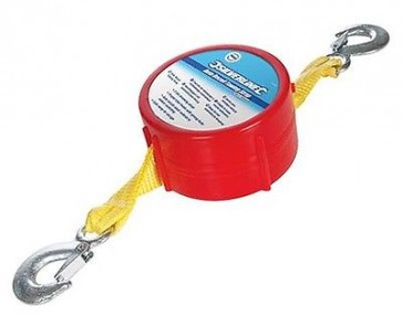 2 TONNE AUTOMATIC CAR TOWING ROPE RECOIL TOW STRAP RECOVERY STEEL HOOK 4M U156