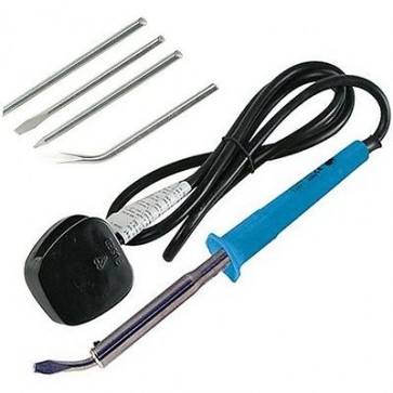 HEAVY DUTY 60W SOLDERING IRON + 4 IRON TIPS SET BENT CUTOFF POINT CHISEL u215