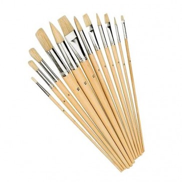 MIXED TIP BRUSH SET 12PCE 2 - 12 MM TIPS DECORATING PAINT HAND TOOLS TOOL U251