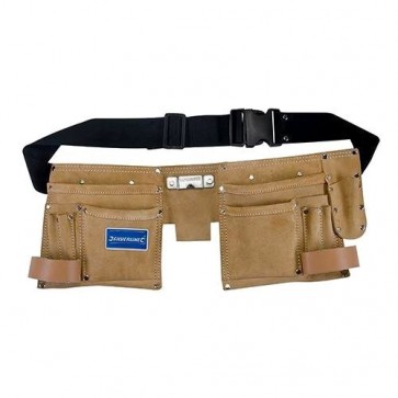 DOUBLE POUCH TOOL BELT 11 POCKET 330 x 200 MM SUEDE LEATHER STORAGE HOLDER U268