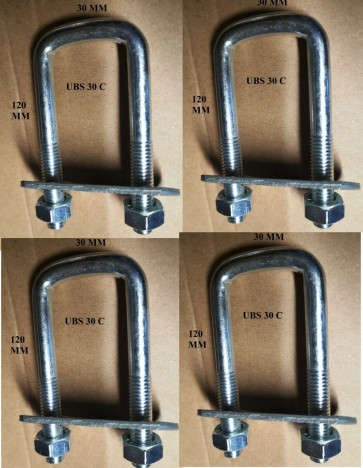 4 x square U-bolt u bolts Brackets DIY 30x120x10mm Nuts & Plate UBS-30C