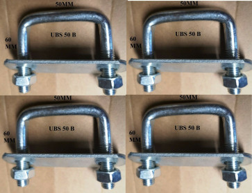 4 x square U-bolt u bolts Brackets Boat trailer 50x60x10mm Nuts & Plate UBS-50B