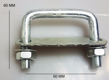 1 x Steel Square U-bolt Brackets Boat Trailer 60x60x10mm M10 Nuts UBS-60A