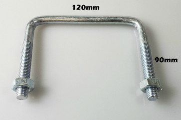 1x ROOF BOX SQUARE U BOLTS STEEL LARGE 90 x 120 X 10mm M10 4X4 VANS STEPS UBS-90C