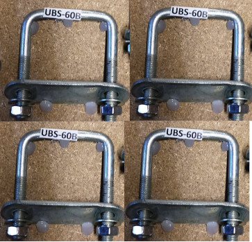 4 x Steel Square U-Bolts Brackets Boat Trailer 60x90x10mm M10 Nut & Plate UBS-60B