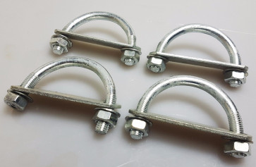 4xSteel Oval Round U-Bolts Brackets Boat Trailer 60x60x10mm M10 Nut Plate UBR-60A