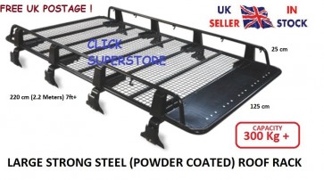 2.2m Steel Heavy Duty Large Roof Rack Platform Luggage Carrier Tray 4x4 SUV Minibus Caravan Discovery van fits Toyota Discovery Landrover Fiat Ducati Master 