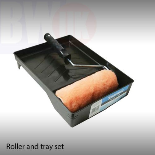 9" PAINT ROLLER & TRAY SET PAINTING HARD WEARING PLASTIC TRAY GRIP