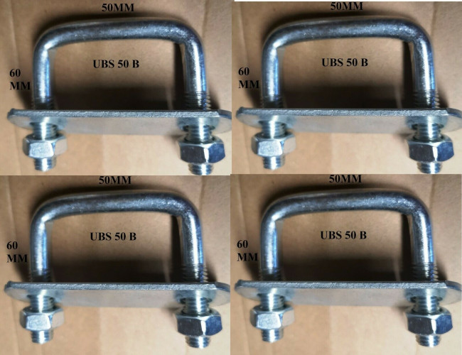 4 x square Ubolt u bolts Brackets Boat trailer 50x60x10mm Nuts & Plate