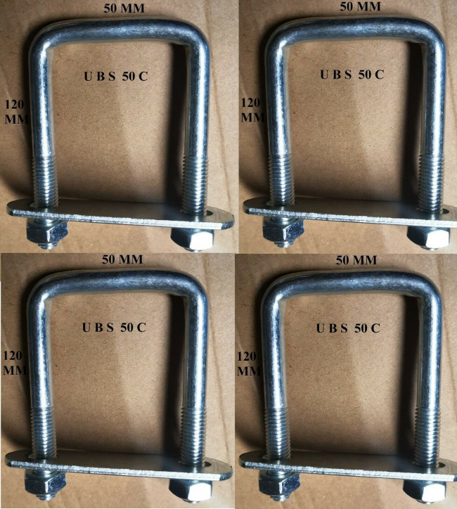 4 x square Ubolt u bolts Brackets Boat trailer 50x120x10mm Nuts