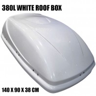 4X4 380L CAPACITY WHITE GLOSS ROOF TOP BOX LARGE CARGO TRAVEL STORAGE UNIVERSAL