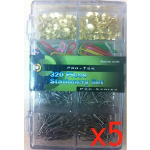320 PIECE STATIONERY SET 5 PACKS PAPER CLIPS DRAWING PINS OFFICE SCHOOL CA46
