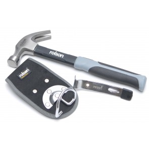 16OZ CLAW HAMMER WITH POUCH & MINI WRECKING BAR HAND TOOL DIY CA59