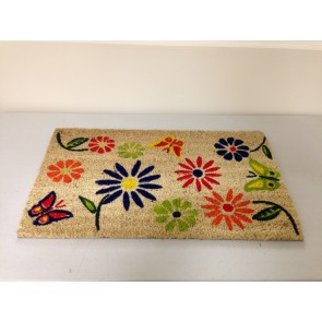 BUTTERFLY FLOWER COIR DOOR MAT PVC BACK COLOURFUL DESIGN DOORMAT ENTRANCE CA71