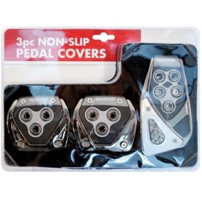 CAR BRAKES CLUTCH 3 PIECE FOOT COVERS CHROME SILVER SPORTS PEDALS PLATES SET NEW