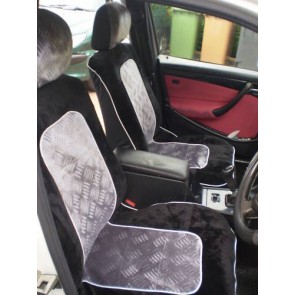 CAR SEAT COVERS SET NEW UNIVERSAL FIT SILVER BLACK PACK front & back