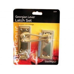 GEORGIAN LEVER LATCH SET DOOR HANDLE FITTINGS SCREWS POLISHED BRASS H23