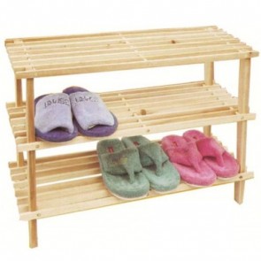 Wooden Shoe Rack Organizer Storage Shelf 3 Tier Closet Compact Cabinet H28