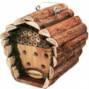 Hanging Bee Insect House Wooden Box Hotel Garden Bug Nest Keeping Nesting H29