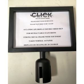 Double Sided Landscape A4 Retractable Barrier Frame Stanchion Strip Sign Holder
