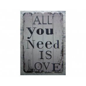 WOODEN HANGING SIGN POST PLAQUE 'ALL YOU NEED IS LOVE' GARDEN DOOR HOME LS10
