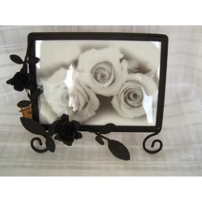 BLACK METAL PHOTO FRAME SQUARE 5 X 7 PHOTO PICTURE SHABBY CHIC HANGING LS11