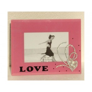 PINK LOVE PHOTO FRAME SQUARE 6 X 4 PHOTO PICTURE SHABBY CHIC CLIP STAND LS14