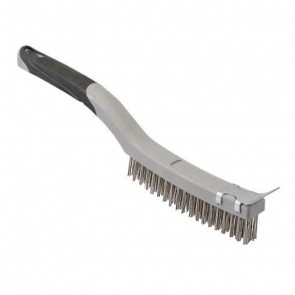 BRAND NEW STAINLESS STEEL WIRE BRUSH WITH SCRAPER HAND TOOLS 3 ROW 350 MM P157
