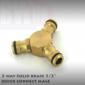 3 WAY BRASS CONNECTOR SPLITTER MALE TO MALE HOZELOCK 1/2" COUPLING HOSE S59
