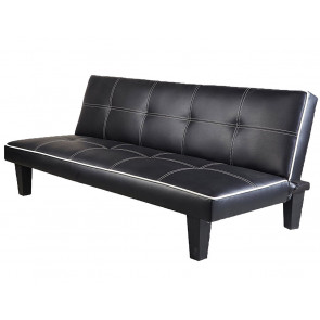 Single Faux Leather Sofa Bed in Black 3 Seater Spare Guest Room Modern Sofa