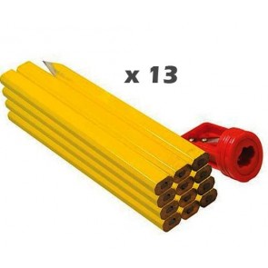 CARPENTERS PENCILS 12 PACK MARKING TIMBER BRICK JOINTER + SHARPENER U138
