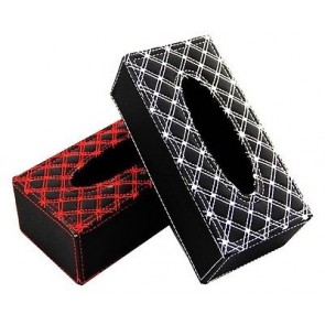TISSUE BOX COVER HOLDER BRAIDED PADDED BLACK OR RED CAR MOTORHOME HOME VAN U232