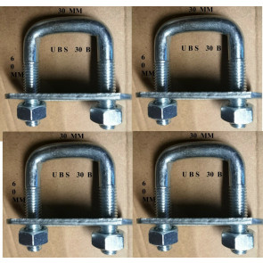 4 x square U-bolt u bolts Brackets Boat trailer 30x60x10mm Nuts & Plate UBS-30B