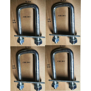 4 x square U-bolt u bolts Brackets DIY 30x120x10mm Nuts & Plate UBS-30C
