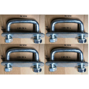 4 x square U-bolt u bolts Brackets Boat trailer 50x50x10mm Nuts & Plate UBS-50A