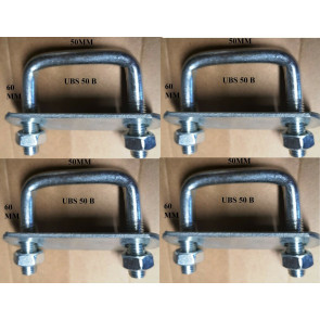 4 x square U-bolt u bolts Brackets Boat trailer 50x60x10mm Nuts & Plate UBS-50B
