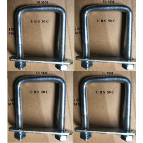 4 x square U-bolt u bolts Brackets Boat trailer 50x120x10mm Nuts & Plate UBS-50C