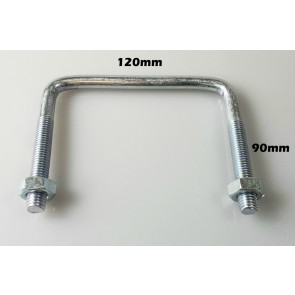 1x ROOF BOX SQUARE U BOLTS STEEL LARGE 90 x 120 X 10mm M10 4X4 VANS STEPS UBS-90C