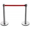 2 X SILVER QUEUE BARRIER POSTS SECURITY STANCHION DIVIDER STEEL SET PAIR BAR-R
