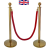 GOLD QUEUE BARRIER POSTS WITH 1.5M TWISTED RED or BLUE ROPE 