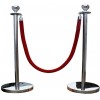 silver QUEUE BARRIER POSTS WITH 1.5M TWISTED RED BLUE ROPE 